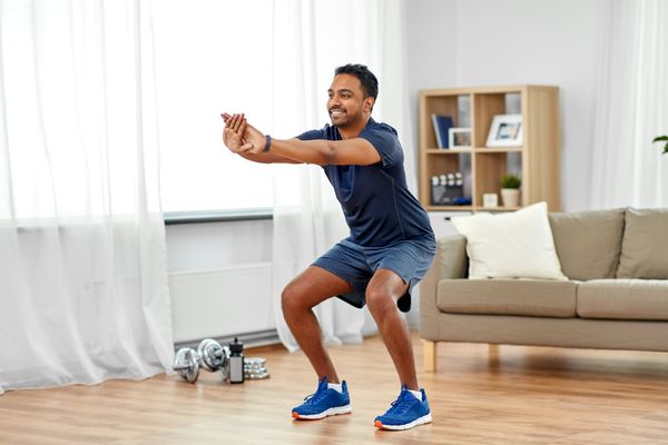 a man exercising at home